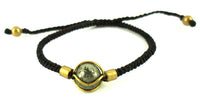 Load image into Gallery viewer, Designer Armbänder Brass Kugel braun Messing Armband Baumwolle gewachst Unisex - chic-net.de
