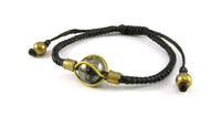 Load image into Gallery viewer, Designer Armbänder Brass Kugel schwarz Messing Armband Baumwolle gewachst Unisex - chic-net.de
