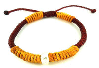 Load image into Gallery viewer, Designer Armbänder gelb rot Messing Bead Knoten Brass Armband Baumwolle gewachst Unisex - chic-net.de
