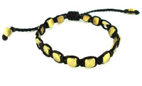 Load image into Gallery viewer, Designer Armbänder schwarz Brass Armband Messing Beads eckig Baumwolle gewachst Unisex - chic-net.de
