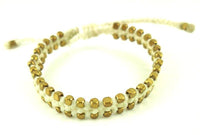 Load image into Gallery viewer, Designer Armbänder weiß Messing Beads außen Brass Armband Baumwolle gewachst Unisex - chic-net.de
