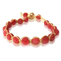 Load image into Gallery viewer, Designer Seidenfaden Armband rot gold Edelsteine Armbänder verstellbar - chic-net.de
