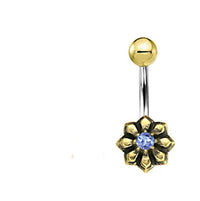 Cargar imagen en el visor de la galería, Bauchnabel Piercing Brass Edelstahl Sternblume Stein - chic-net.de
