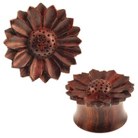 Cargar imagen en el visor de la galería, Dunkelbraun Sonoholz Plug gemasert Gänseblümchen Tribal Expander Organic - chic-net.de
