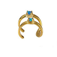 Load image into Gallery viewer, Ear cuff Dread Lock Bead Messing gold Opal blau Bögen - chic-net.de
