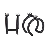 Cargar imagen en el visor de la galería, Ear cuffs, Fake Helix Ohrklemme, Edelstahl schwarz zweilagig mit glitzersteinen - chic-net.de
