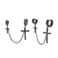 Load image into Gallery viewer, Edelstahl Creolen Ohrring Helix schwarz Anhänger Kreuze  Klippverschluss - chic-net.de
