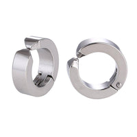 Load image into Gallery viewer, Edelstahl Creolen Ohrring Klippverschluss schlicht silberfarben - chic-net.de
