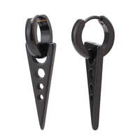 Load image into Gallery viewer, Edelstahl Creolen Ohrring schwarz Anhänger Dreieck mit Kreislöchern Klippverschluss - chic-net.de
