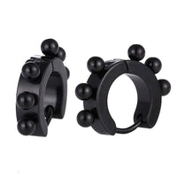 Load image into Gallery viewer, Edelstahl Creolen Ohrring schwarz Kugeln Klippverschluss - chic-net.de
