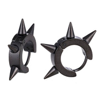 Load image into Gallery viewer, Edelstahl Creolen Ohrring schwarz zacken Nieten Klippverschluss - chic-net.de
