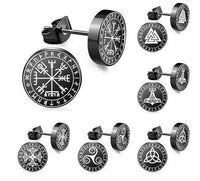 Load image into Gallery viewer, Edelstahl Ohrstecker schwarz 8-10mm Viking Celtic Nordic - chic-net.de
