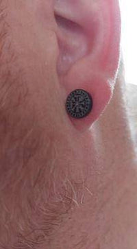 Load image into Gallery viewer, Edelstahl Ohrstecker schwarz 8-10mm Viking Celtic Nordic - chic-net.de
