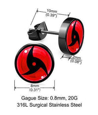 Load image into Gallery viewer, Edelstahl Ohrstecker schwarz rot 8mm Sharingan Auge - chic-net.de
