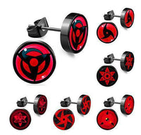Load image into Gallery viewer, Edelstahl Ohrstecker schwarz rot 8mm Sharingan Auge - chic-net.de
