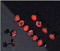 Load image into Gallery viewer, Edelstahl Ohrstecker schwarz rot 8mm Sharingan Auge - chic-net.de
