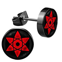 Load image into Gallery viewer, Edelstahl Ohrstecker schwarz rot 8mm Sharingan Auge - chic-net.de
