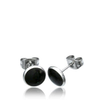 Load image into Gallery viewer, Edelstahl Stein Holz Muschel Ohrstecker silber 8mm rund - chic-net.de
