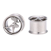 Load image into Gallery viewer, Edelstahl Tunnel Plug dünn silber Farben Pin up Girl - chic-net.de
