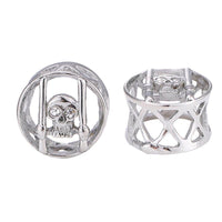 Load image into Gallery viewer, Edelstahl Tunnel Plug dünn silber Farben Totenkopf Schädel Gitter Augen Zirkonia Steine - chic-net.de
