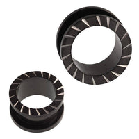 Load image into Gallery viewer, Edelstahl Tunnel schwarz diagonal Silberstreifen Schraubtunnel Rand - chic-net.de
