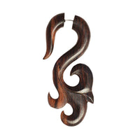 Load image into Gallery viewer, Fake Holz Lobe Piercing Edelstahl dunkel braun Hook Haken Flame Flügel Spirale - chic-net.de
