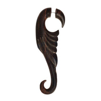 Load image into Gallery viewer, Fake Holz Lobe Piercing Edelstahl dunkel braun Hook Haken Flame Flügel Spirale - chic-net.de
