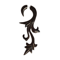 Load image into Gallery viewer, Fake Holz Lobe Piercing Edelstahl dunkel braun Hook Haken Flame Flügel Spirale - chic-net.de
