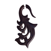 Load image into Gallery viewer, Fake Holz Lobe Piercing Edelstahl dunkel braun Hook Haken Flame Flügel Spirale - chic-net.de
