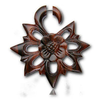 Cargar imagen en el visor de la galería, Fake Holz Piercing Narra Holz Blume Edelweiß nickelfrei Edelstahl Ohrstecker Organic - chic-net.de
