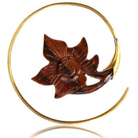 Load image into Gallery viewer, Fake Holz Piercing Narra Wood Brass Spirale gold - chic-net.de
