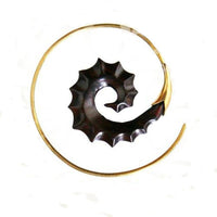 Load image into Gallery viewer, Fake Holz Piercing Narra Wood Brass Spirale gold - chic-net.de
