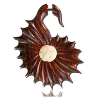 Cargar imagen en el visor de la galería, Fake Holz Piercing Narra Wood Stein Inlay weiß Muschel Edelstahl Ohrstecker Organic Tribal - chic-net.de
