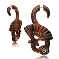 Load image into Gallery viewer, Fake Holz Piercing Narraholz Blume Fächer Edelstahl Steel Inlay Ohrstecker Organic Tribal - chic-net.de
