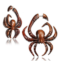 Cargar imagen en el visor de la galería, Fake Holz Piercing Spinne Steckverschluss braun gemasert - chic-net.de
