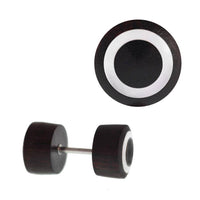 Load image into Gallery viewer, Fake Holz Plug Piercing Edelstahl Inlay Türkis Perlmutt verschiedene Motive - chic-net.de
