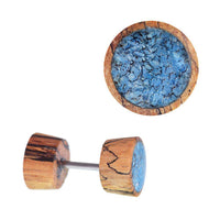 Load image into Gallery viewer, Fake Holz Plug Piercing Edelstahl Inlay Türkis Perlmutt verschiedene Motive - chic-net.de
