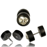 Load image into Gallery viewer, Fake Holz Plug Piercing Edelstahl Mondgesicht White Brass Arangholz - chic-net.de
