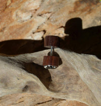 Load image into Gallery viewer, Fake Holz Plug Piercing Narraholz Kreuz Edelstahl - chic-net.de

