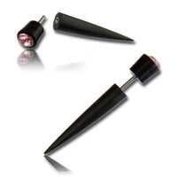 Load image into Gallery viewer, Fake Holz Spike Arangholz schwarz Rosa Kristall Edelstahl Organic Tribal - chic-net.de
