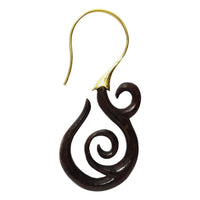 Load image into Gallery viewer, Fake Lobe Piercing Brass Holz Hook Ohrring - chic-net.de
