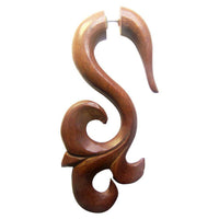 Load image into Gallery viewer, Fake Lobe Piercing Edelstahl Holz Dehnschnecke - chic-net.de
