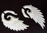 Load image into Gallery viewer, Fake Ohr Piercing Schwan Bone Knochen Edelstahl weiß Spirale Dehner Ohrstecker - chic-net.de
