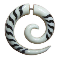 Load image into Gallery viewer, Fake Piercing Bone Edelstahl weiß Spirale Zebra Wellen Zacken Ohrstecker Ohrring - chic-net.de
