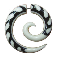 Load image into Gallery viewer, Fake Piercing Bone Edelstahl weiß Spirale Zebra Wellen Zacken Ohrstecker Ohrring - chic-net.de
