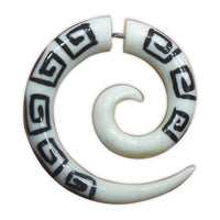 Load image into Gallery viewer, Fake Piercing Bone Edelstahl weiß Spirale Zebra Wellen Zacken Ohrstecker Ohrring - chic-net.de
