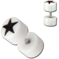 Load image into Gallery viewer, Fake Piercing Bone Edelstahl weiß Spiralen Sterne Spike Ohrstecker Ohrring - chic-net.de
