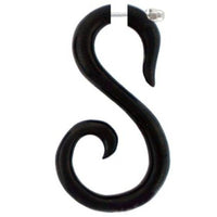 Cargar imagen en el visor de la galería, Fake Piercing, Buffalo Horn schwarzer Schwan, Expander, Ohrhänger, Ohrstecker, Ohrring - chic-net.de
