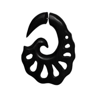 Load image into Gallery viewer, Fake Piercing Ebenholz Edelstahl handgeschnitzt groß Ebony dunkelbraun Dehner - chic-net.de
