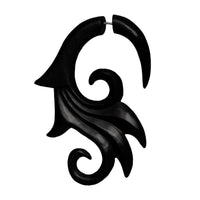 Load image into Gallery viewer, Fake Piercing Ebenholz Edelstahl handgeschnitzt groß Ebony dunkelbraun Dehner - chic-net.de
